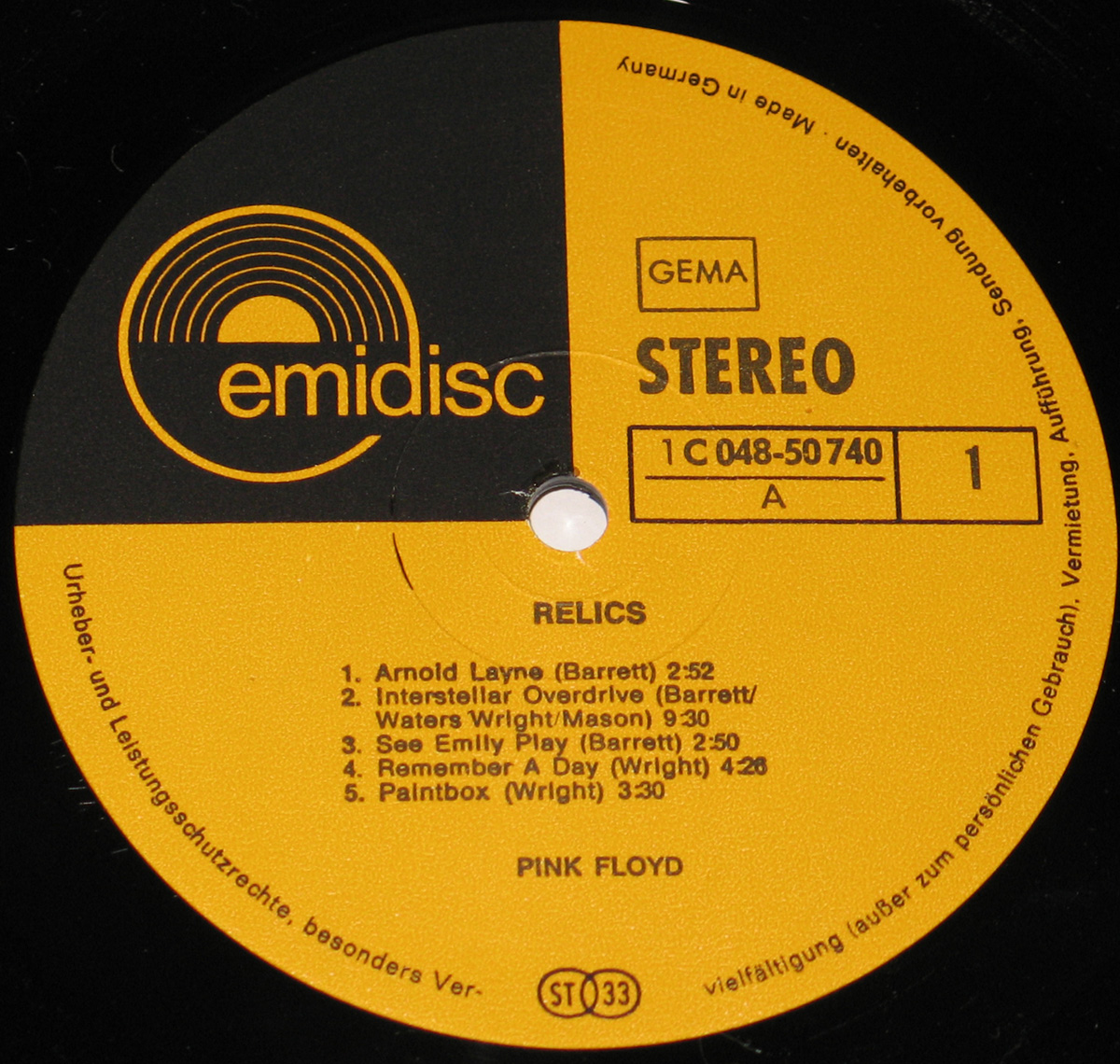 High Resolution Photo #3 PINK FLOYD Relics DE1 